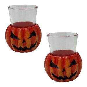 2 Halloween Pumpkin Jack O’Lantern Shooter Shot‎ Glass Fall 2oz Horror Bar Party